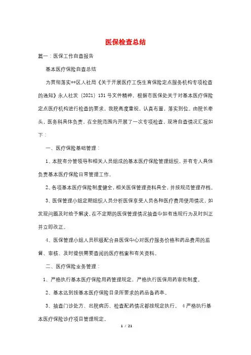医保检查总结