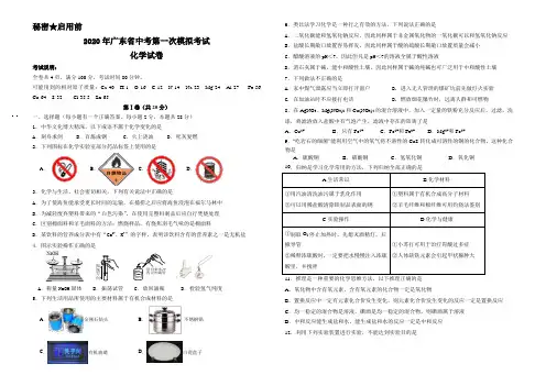 2020年广东省中考第一次模拟考试化学试卷