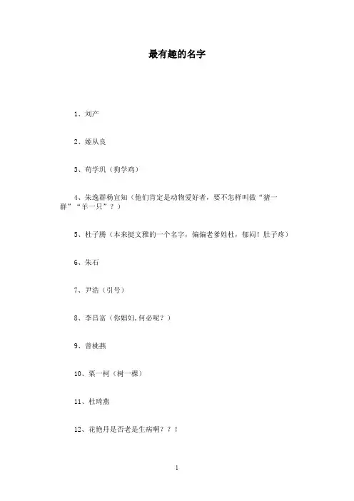 最有趣的名字