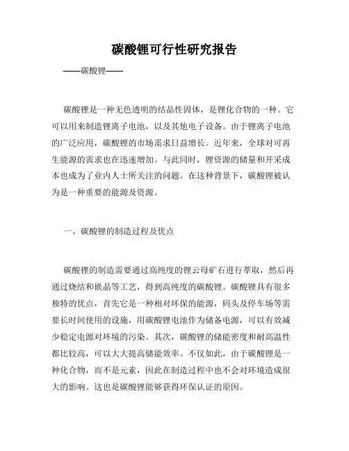碳酸锂可行性研究报告