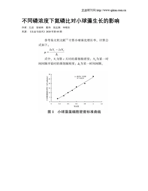 不同磷浓度下氮磷比对小球藻生长的影响