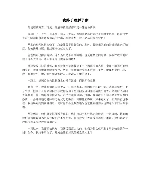 我终于理解了你
