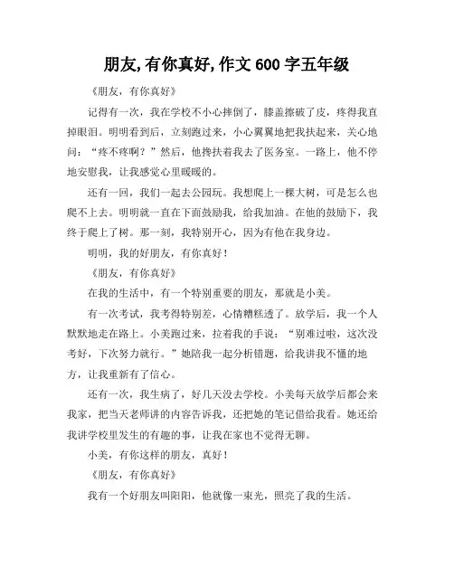 朋友,有你真好,作文600字五年级