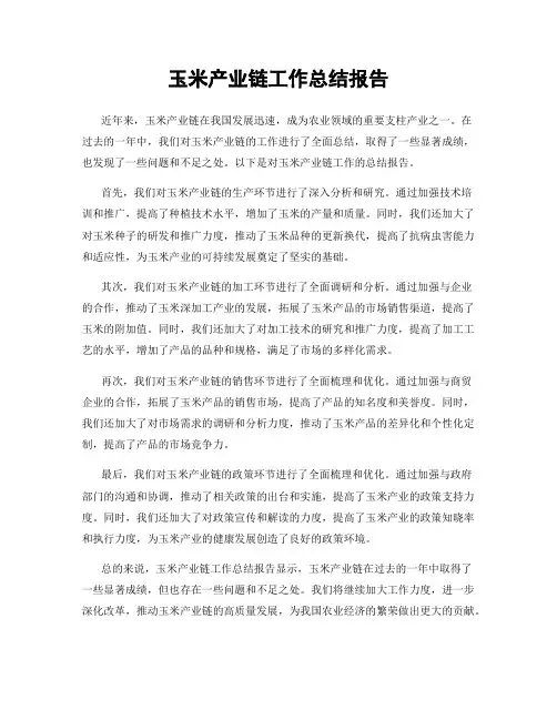 玉米产业链工作总结报告
