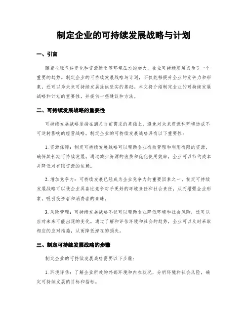 制定企业的可持续发展战略与计划