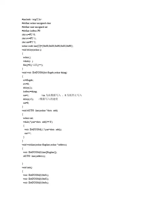 51单片机  12864液晶显示并口和串口连接程序
