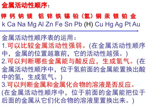 金属活动性顺序应用