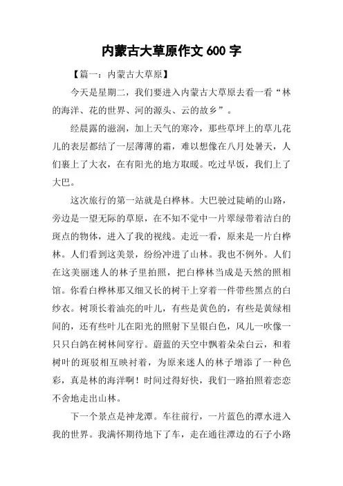 内蒙古大草原作文600字