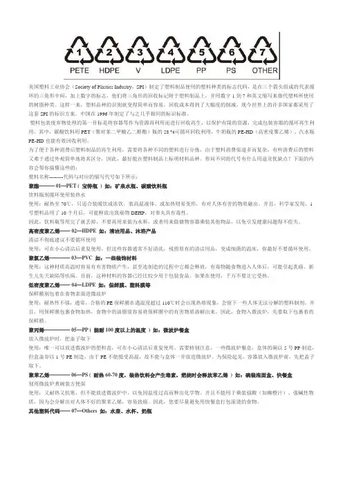 塑料制品分类 1-7