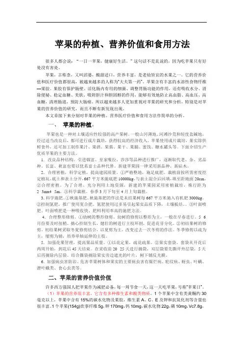 苹果的种植、营养价值和食用方法