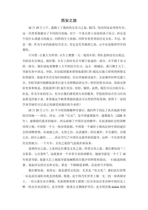西安旅游实习报告