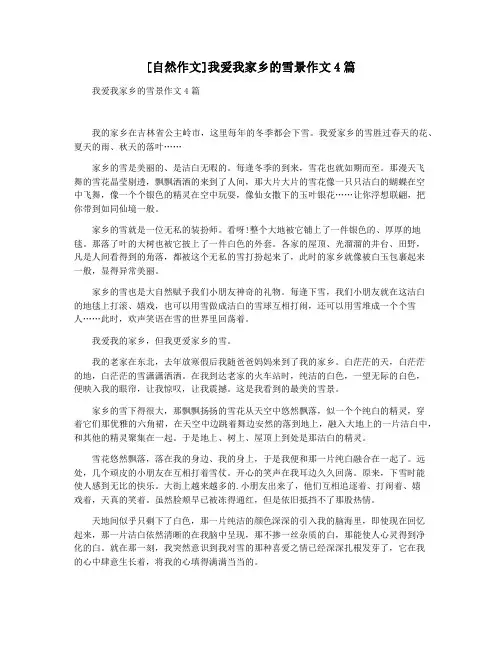 [自然作文]我爱我家乡的雪景作文4篇