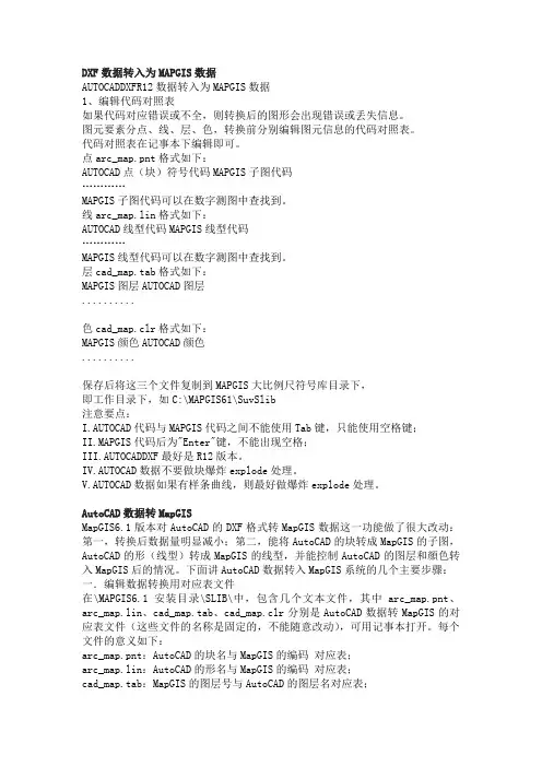 DXF数据转入为MAPGIS数据