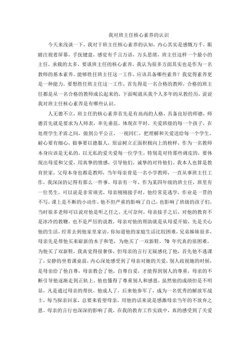 我对班主任核心素养的认识