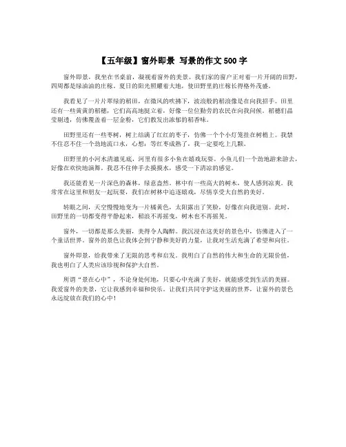 【五年级】窗外即景 写景的作文500字