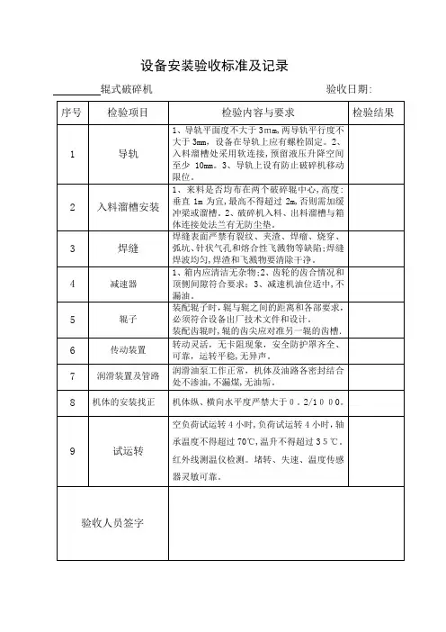 设备安装验收记录【范本模板】
