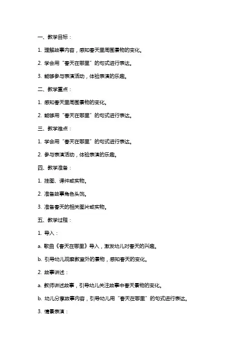幼儿园中班语言教案：春天在哪里