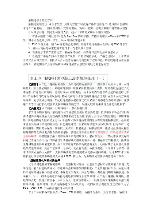 某隧道渗水处理方案
