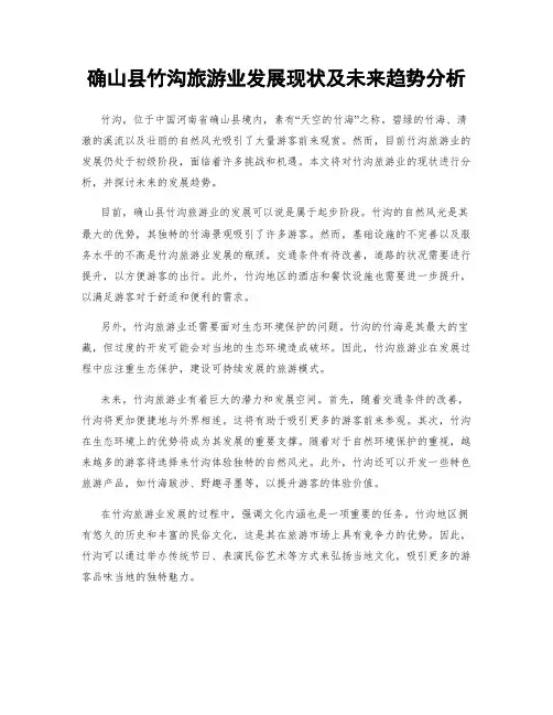 确山县竹沟旅游业发展现状及未来趋势分析