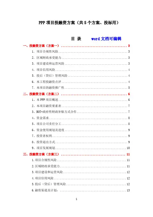 PPP项目投融资方案(共5个方案、投标用)