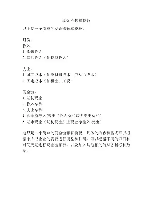 现金流预算模版