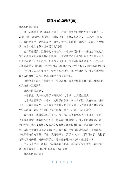野风车的读后感[荐]