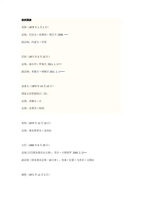 世界各国现任领导人