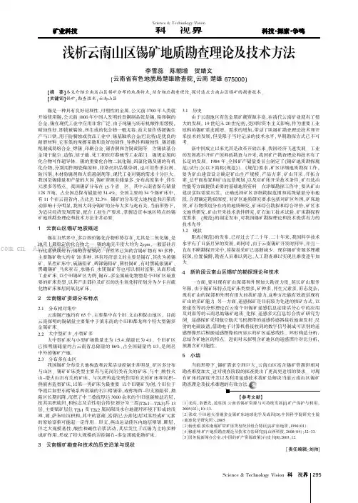 浅析云南山区锡矿地质勘查理论及技术方法