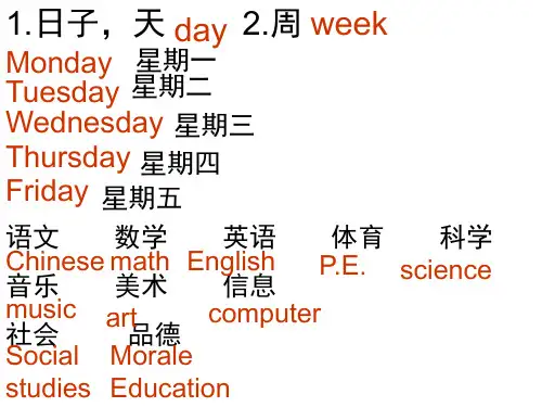 PEP小学英语五年级上册第二单元My days of the week