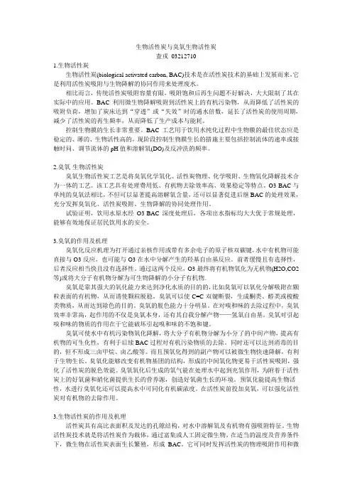 生物活性炭与臭氧生物活性炭