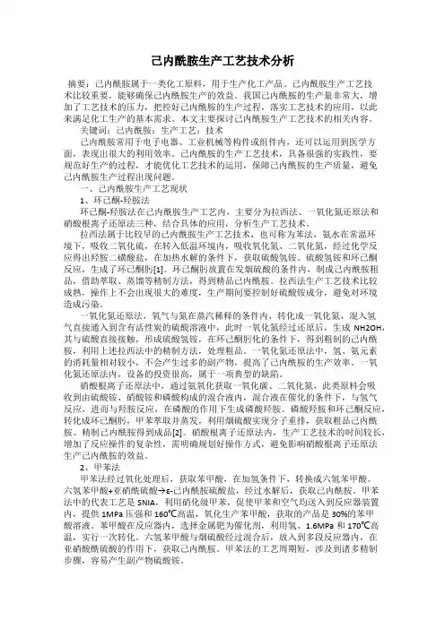 己内酰胺生产工艺技术分析
