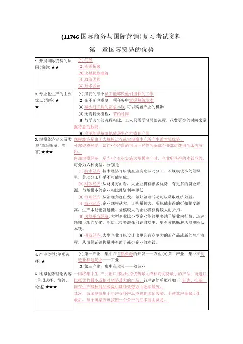 《国际商务与国际营销 》复习考试资料