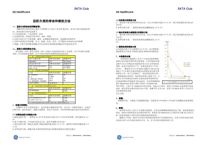 层析介质的寿命和清洗方法
