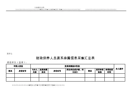 财政供养人员直系亲属信息采集汇总表