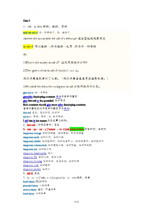 人教版高中英语必修五Unit5单词详解