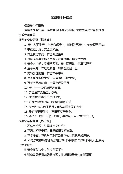保密安全标语录