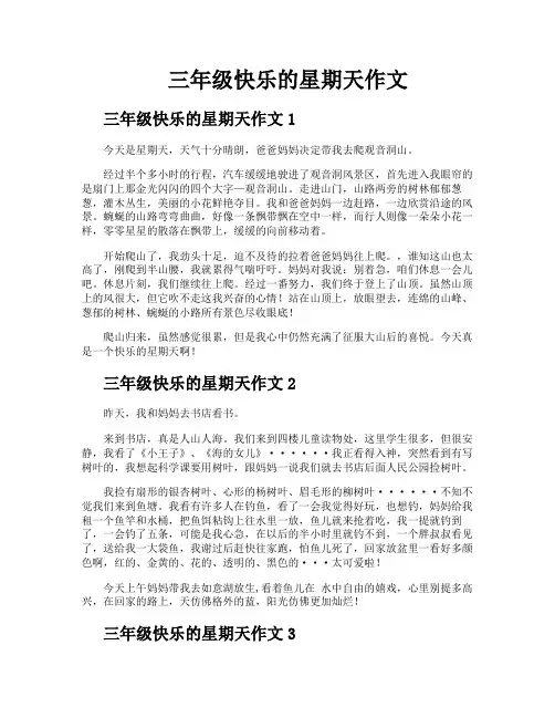 三年级快乐的星期天作文