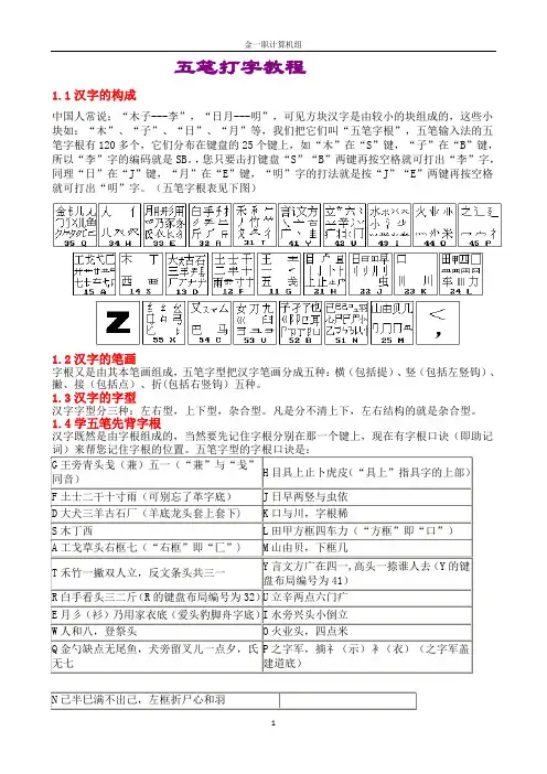 五笔打字教程(五笔字根表及口诀)1