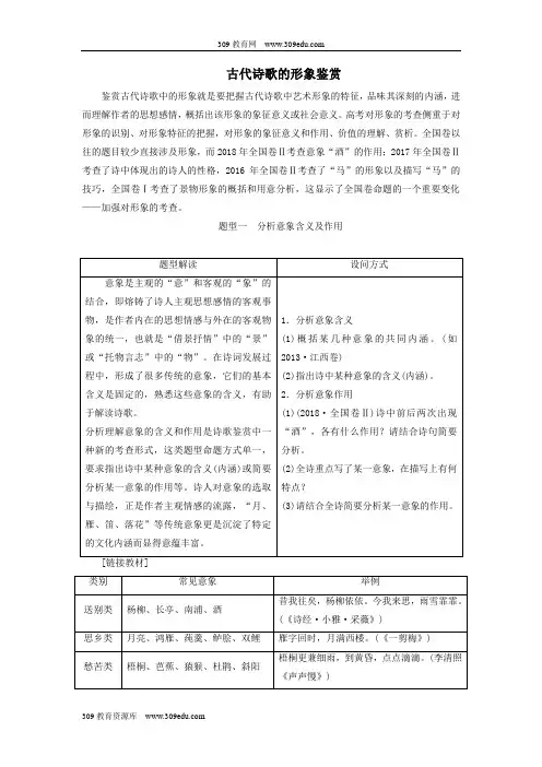 2020版高考语文大一轮复习第2部分专题10第4讲古代诗歌的形象鉴赏讲义