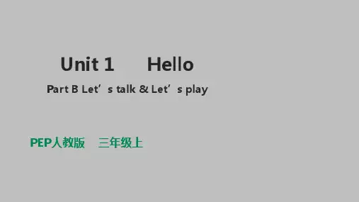 人教PEP版三年级上册英语Unit 1 Hello! Part B Let's talk课件