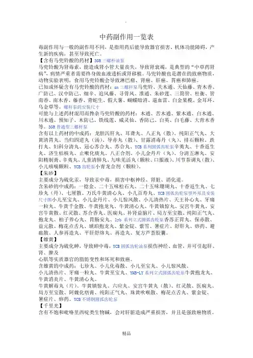 中药副作用一览表