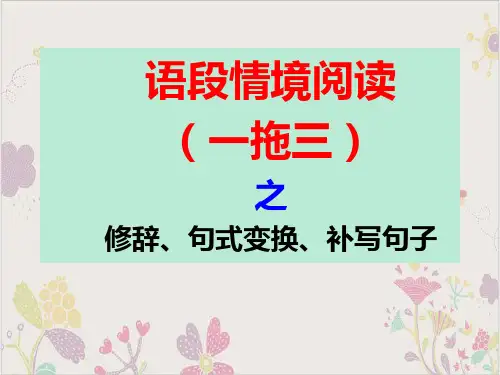 语段情境阅读之修辞、句式变换、补写句子课件31张