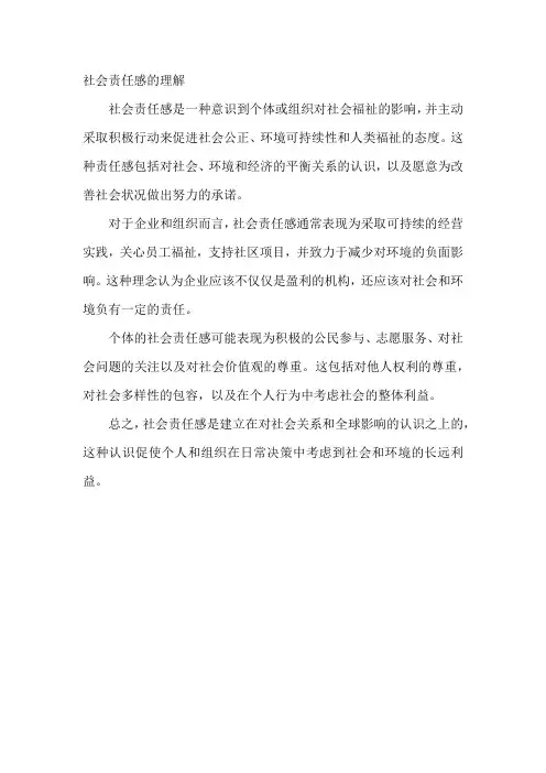 社会责任感的理解