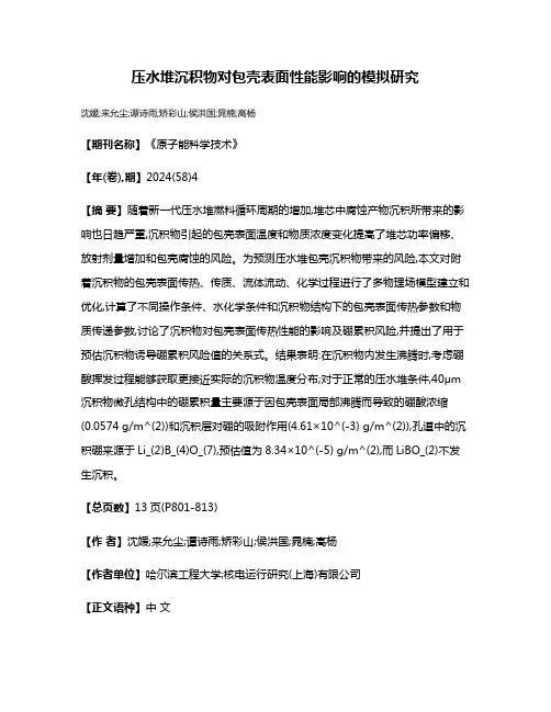 压水堆沉积物对包壳表面性能影响的模拟研究