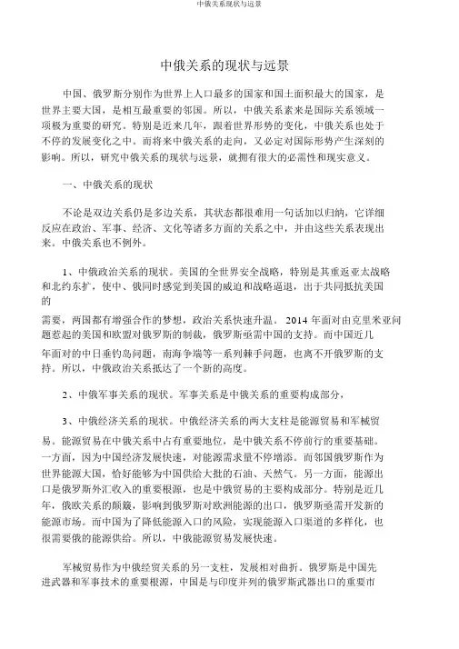 中俄关系现状与前景 2