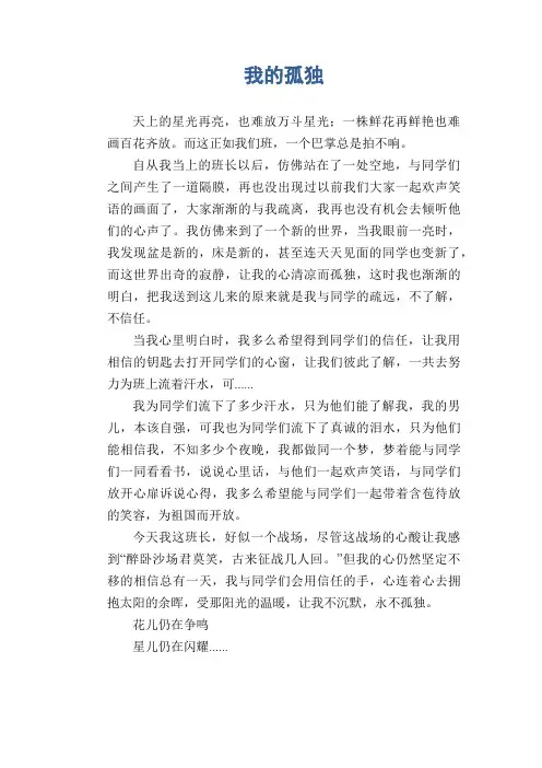 中学生满分作文：我的孤独