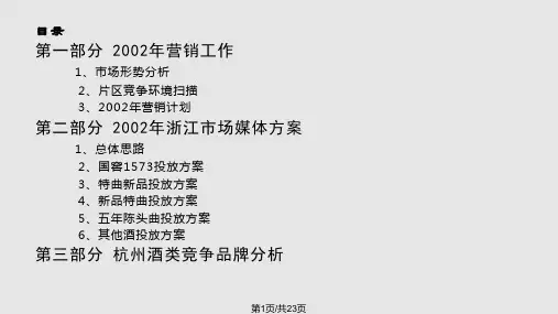 酒类企业营销计划书PPT课件