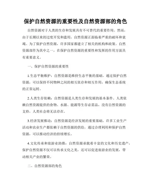 保护自然资源的重要性及自然资源部的角色