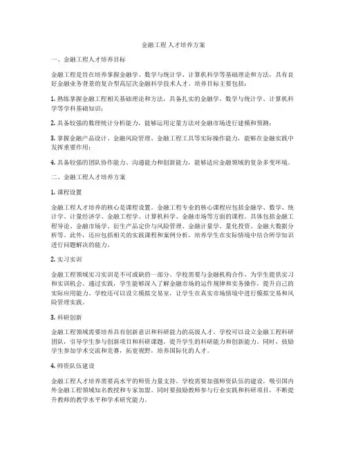 金融工程 人才培养方案