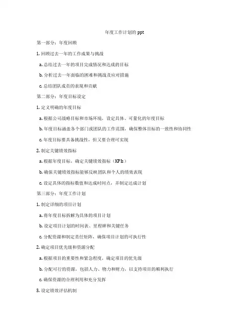 年度工作计划的ppt